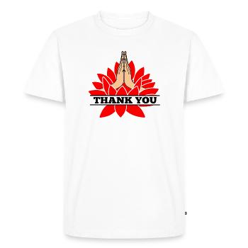 MERCI merci merci namaste avec texte noir - T-shirt Premium bio Homme - blanc - Devant - Nico (187cm)