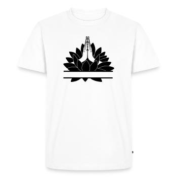 text bar namaste two hands from lotus - Men's Premium Organic T-Shirt - white - Front - Nico (187cm)
