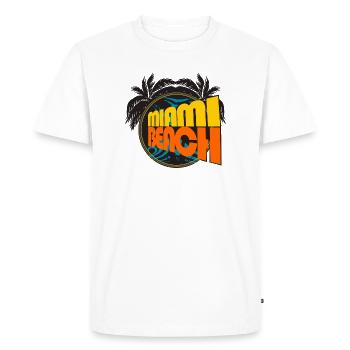 Miami Beach Retro Palms - T-shirt Premium bio Homme - blanc - Devant - Nico (187cm)