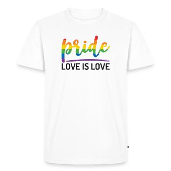 LGBTQ+ Pride. Love is Love. - Men's Premium Organic T-Shirt - white - Front - Nico (187cm)