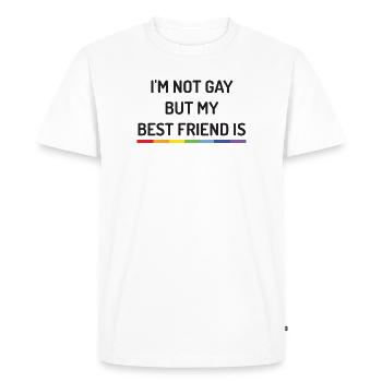 Mois de la fierté - Je ne suis pas gay mais mon meilleur ami est - T-shirt Premium bio Homme - blanc - Devant - Nico (187cm)