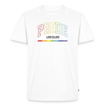 LGBTQ+ Pride. Love is Love - Men's Premium Organic T-Shirt - white - Front - Nico (187cm)