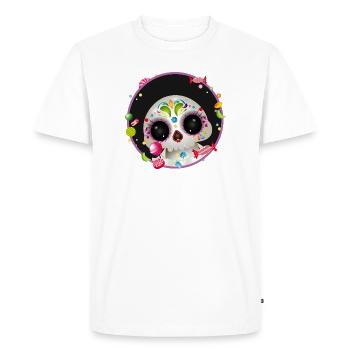 Crâne de sucre mignon dans le cadre de bonbons - T-shirt Premium bio Homme - blanc - Devant - Nico (187cm)
