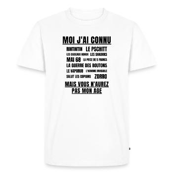 anniversaire, anniversaire humour, retraite humour - T-shirt Premium bio Homme - blanc - Devant - Nico (187cm)