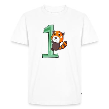 1 Birthday 1 Year Old with Animal Motif - One - Men's Premium Organic T-Shirt - white - Front - Nico (187cm)