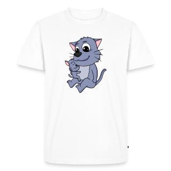 Cat Family - Cat with Baby - Men's Premium Organic T-Shirt - white - Front - Nico (187cm)