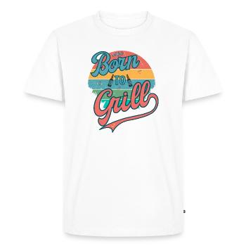 Né pour griller rétro - T-shirt Premium bio Homme - blanc - Devant - Nico (187cm)