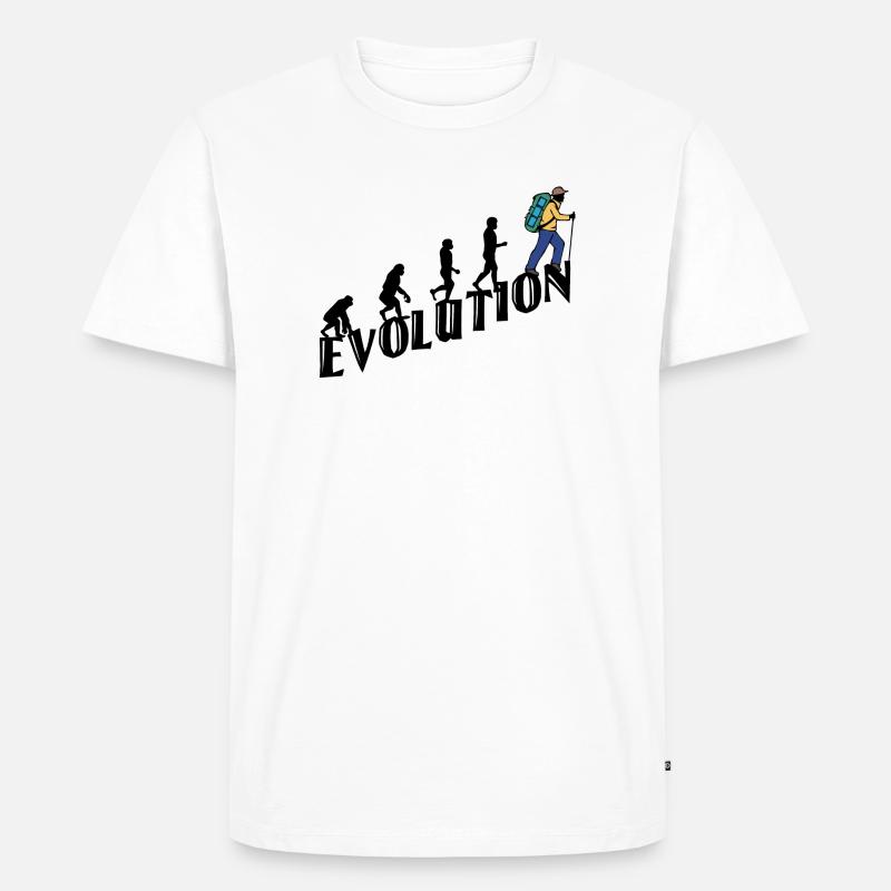 Wandern Evolution Wanderer Wanderung Klettern - Männer Premium Bio T-Shirt - Weiß