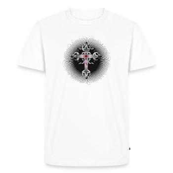 croix gothique rayonnante faite d’éléments gothiques - T-shirt Premium bio Homme - blanc - Devant - Nico (187cm)