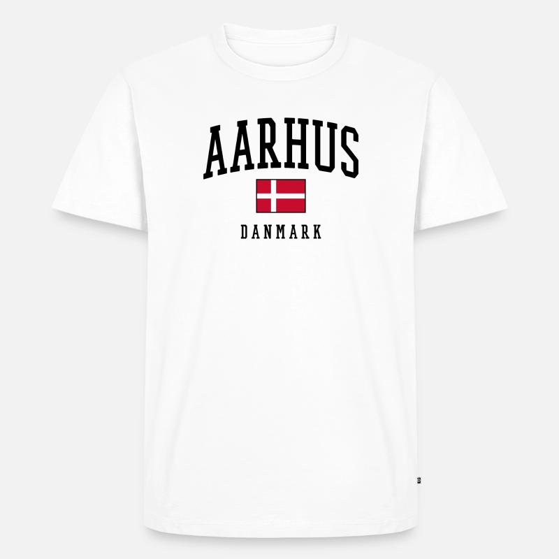 AARHUS DANMARK – Dänemark Flagge Design - Männer Premium Bio T-Shirt - Weiß