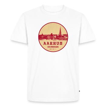 Aarhus Vintage City Logo Circle - Men's Premium Organic T-Shirt - white - Front - Nico (187cm)