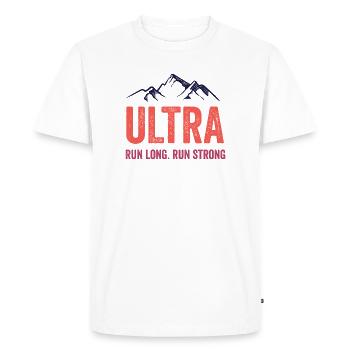 Ultra Running - Run Long. Run Strong. - Men's Premium Organic T-Shirt - white - Front - Nico (187cm)