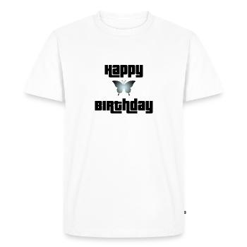 Joyeux anniversaire Butterfly Design - T-shirt Premium bio Homme - blanc - Devant - Nico (187cm)