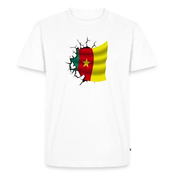 Flag of Cameroon - Cameroon - Flag Broken Design - Men's Premium Organic T-Shirt - white - Front - Nico (187cm)