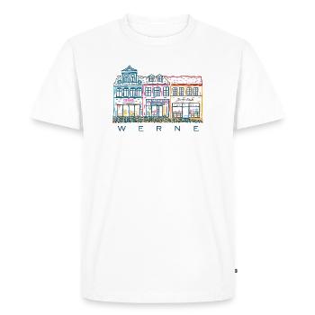 Werne, rangée de maisons colorées sur le marché, quartier d’Unna, Rhénanie-du-Nord-Westphalie - T-shirt Premium bio Homme - blanc - Devant - Nico (187cm)