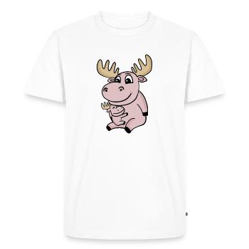 Moose family - Moose with baby - Men's Premium Organic T-Shirt - white - Front - Nico (187cm)