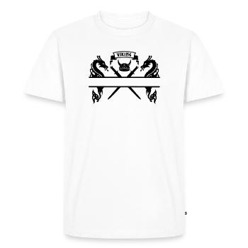 Plaque signalétique viking deux épées, casque - T-shirt Premium bio Homme - blanc - Devant - Nico (187cm)