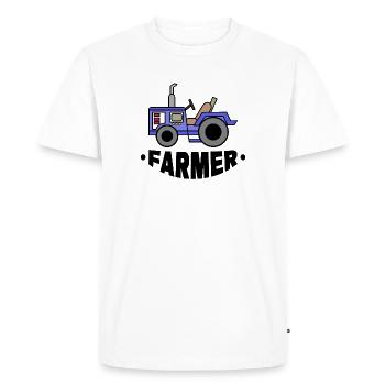 Farmer Saying Arable Farming Tractor Motor Vehicle - Men's Premium Organic T-Shirt - white - Front - Nico (187cm)