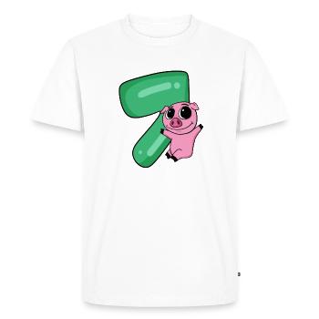 7 ans 7 ans avec motif animal - sept - T-shirt Premium bio Homme - blanc - Devant - Nico (187cm)
