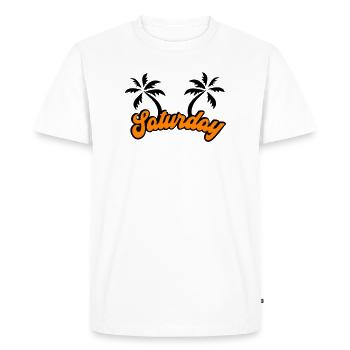 Samedi Le design du week-end - T-shirt Premium bio Homme - blanc - Devant - Nico (187cm)