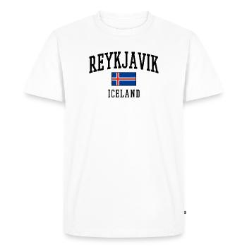 Nordic Blue-Red-White Cross View - Men's Premium Organic T-Shirt - white - Front - Nico (187cm)