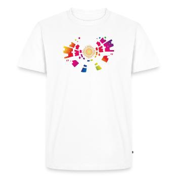 Symbole de soleil coloré pour le festival d’été - T-shirt Premium bio Homme - blanc - Devant - Nico (187cm)