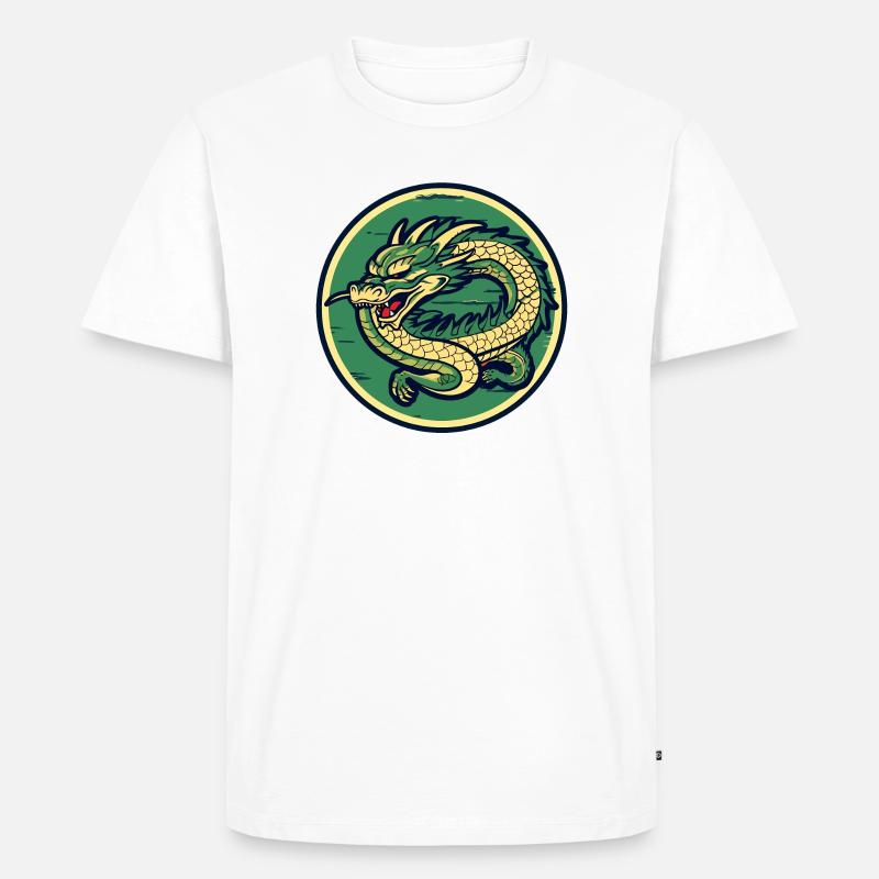 Dragon Crest Circle Patch - Männer Premium Bio T-Shirt - Weiß