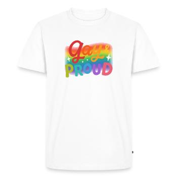 Gay & Proud Rainbow Love - Men's Premium Organic T-Shirt - white - Front - Nico (187cm)