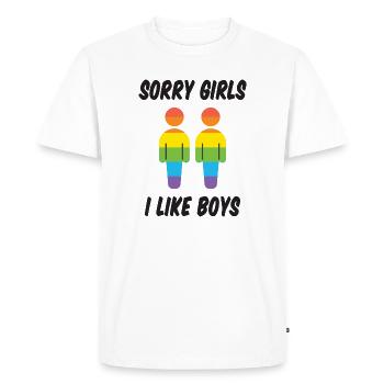 Désolé les filles j’aime les garçons - T-shirt Premium bio Homme - blanc - Devant - Nico (187cm)