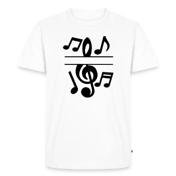 Notes de musique et bannière de texte clé - T-shirt Premium bio Homme - blanc - Devant - Nico (187cm)