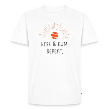 Levez-vous et courez. Répéter. - T-shirt Premium bio Homme - blanc - Devant - Nico (187cm)