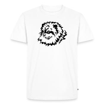 Miniature Spitz Head - Men's Premium Organic T-Shirt - white - Front - Nico (187cm)