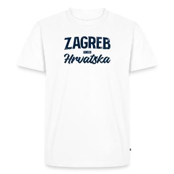 Zagreb Bleu Police Croate - T-shirt Premium bio Homme - blanc - Devant - Nico (187cm)