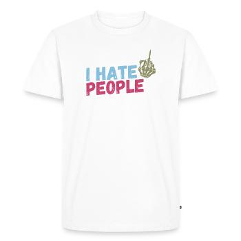 Je déteste les gens - T-shirt Premium bio Homme - blanc - Devant - Nico (187cm)