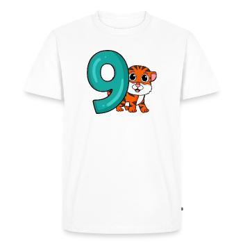 9th Birthday Motif Tiger - Nine Years - Men's Premium Organic T-Shirt - white - Front - Nico (187cm)