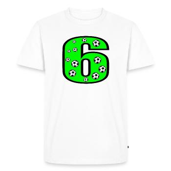 Numéro 6 - Six - Soccer - 6ème fête d’anniversaire des enfants - T-shirt Premium bio Homme - blanc - Devant - Nico (187cm)