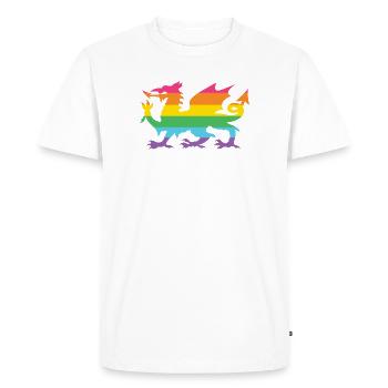 Pride Month LGBTQ - LGBTQ Welsh Dragon - Men's Premium Organic T-Shirt - white - Front - Nico (187cm)