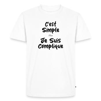 C'est Simple Mais Je suis Compliqué - T-shirt Premium bio Homme - blanc - Devant - Nico (187cm)