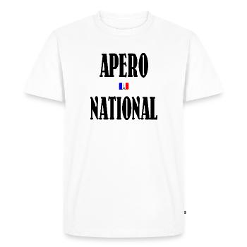Apéro National Nationalité Française - T-shirt Premium bio Homme - blanc - Devant - Nico (187cm)