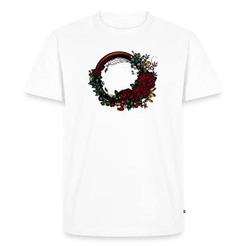 dark frame rose garden in Art Nouveau look - Men's Premium Organic T-Shirt - white - Front - Nico (187cm)