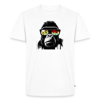 Gorilla with palm tree sunglasses - Men's Premium Organic T-Shirt - white - Front - Nico (187cm)