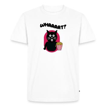 Popcorn Cinema Theater Streaming Cat Movie Night - Men's Premium Organic T-Shirt - white - Front - Nico (187cm)