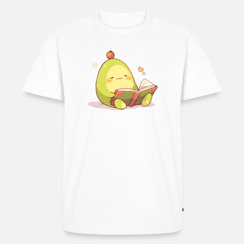Avocado Leseheld – Kuschelnde Buchzeit - Männer Premium Bio T-Shirt - Weiß