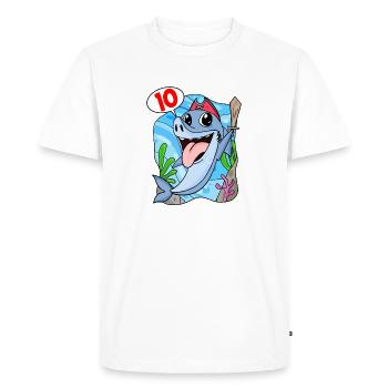 10th Birthday Motif Shark Pirate - Dix ans - T-shirt Premium bio Homme - blanc - Devant - Nico (187cm)