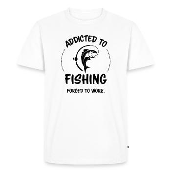 Accro à la pêche - humour de pêche - T-shirt Premium bio Homme - blanc - Devant - Nico (187cm)