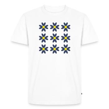 FLOWER. FLOWER. NATURE. ECOLOGY. ANNIVERSARY - Men's Premium Organic T-Shirt - white - Front - Nico (187cm)