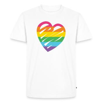 Cœur arc-en-ciel LGBTQ - T-shirt Premium bio Homme - blanc - Devant - Nico (187cm)