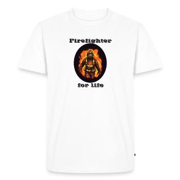Pompier à vie - T-shirt Premium bio Homme - blanc - Devant - Nico (187cm)