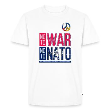 NON À LA GUERRE NON À L’OTAN V3 | MAUVAIS LEADERSHIP - T-shirt Premium bio Homme - blanc - Devant - Nico (187cm)