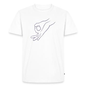 Hand signal hole peeked in child's play - Men's Premium Organic T-Shirt - white - Front - Nico (187cm)